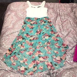 Sea foam green and white floral dress